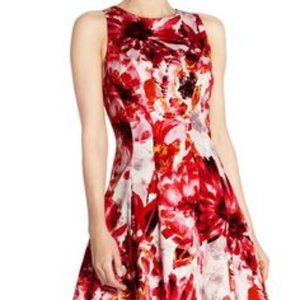 Maggie London Soft White Coral Floral Print Dress